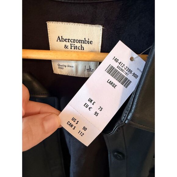 NWT Abercrombie & Fitch Oversized Vegan Leather Shirt Jacket Size Large - Picture 3 of 7